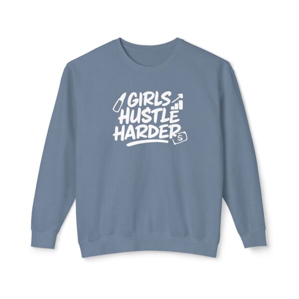Girls Hustle Harder Womans Lightweight Crewneck Sweatshirt - Image 5