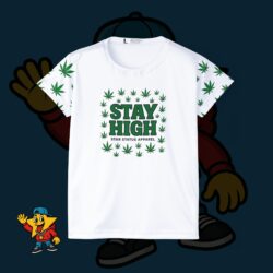 Stay High Star Status Apparel Women's Jersey — Cannabis Leaf Graphic Sports Tee