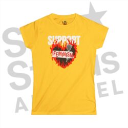 Feminism Flame Heart Star Status Apparel Tee — Women's Graphic T-Shirt