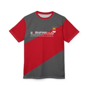 BornFamous Brand Logo Tee — Red & Gray Cut & Sew T-Shirt
