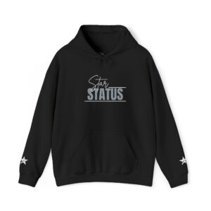 Stsr Status Hoodie — Graphic Black Pullover with Rhinestone-Style Logo