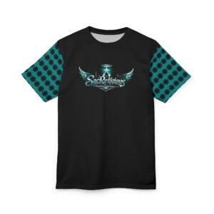 Graphic Tee — "Sac Religious" Winged Logo All-Over Print