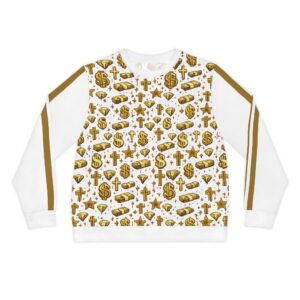 Gold Wealth Pattern Star Status Sweatshirt — All-Over Print Lightweight Crew