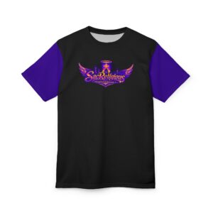 SacReligious Winged Logo Tee – Purple & Black Cut & Sew Shirt