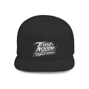 Snapback Hat — "Trust No One" Distressed Logo Flat Bill Cap
